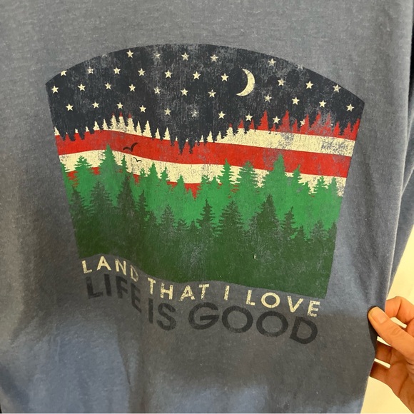 Life is Good Blue Women’s Long Sleeve Shirt Size M Land That I Love EUC - Picture 3 of 8